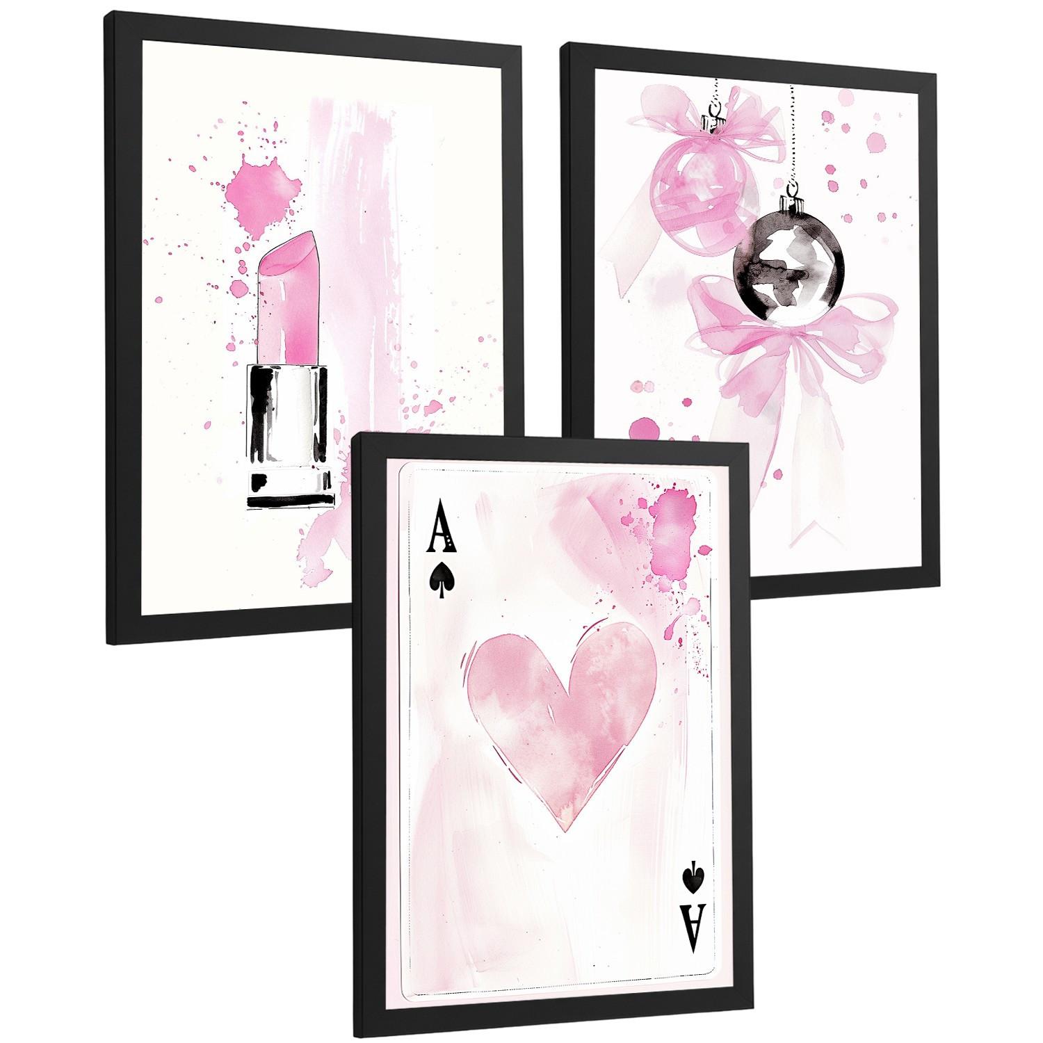 POSTER 3er Kunstdruck-Set Wandbilder Teen Style modern Wohnzimmer Deko, Schlafzimmer, Küche, Badezimmer Rahmenlos A4 - Schwarz, Papier (29.7/1/21cm) - Nacnic