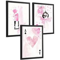 POSTER 3er Kunstdruck-Set Wandbilder Teen Style modern Wohnzimmer Deko, Schlafzimmer, Küche, Badezimmer Rahmenlos A4 - Schwarz, Papier (29.7/1/21cm) - Nacnic