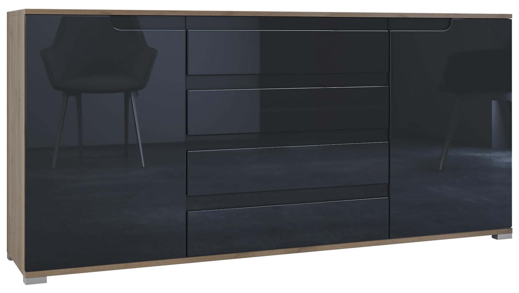 SIDEBOARD Sylt Schwarz Hochglanz - Schwarz Hochglanz, Holzwerkstoff (166.5/75.5/35cm) - Vladon