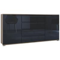 SIDEBOARD Sylt Schwarz Hochglanz - Schwarz Hochglanz, Holzwerkstoff (166.5/75.5/35cm) - Vladon