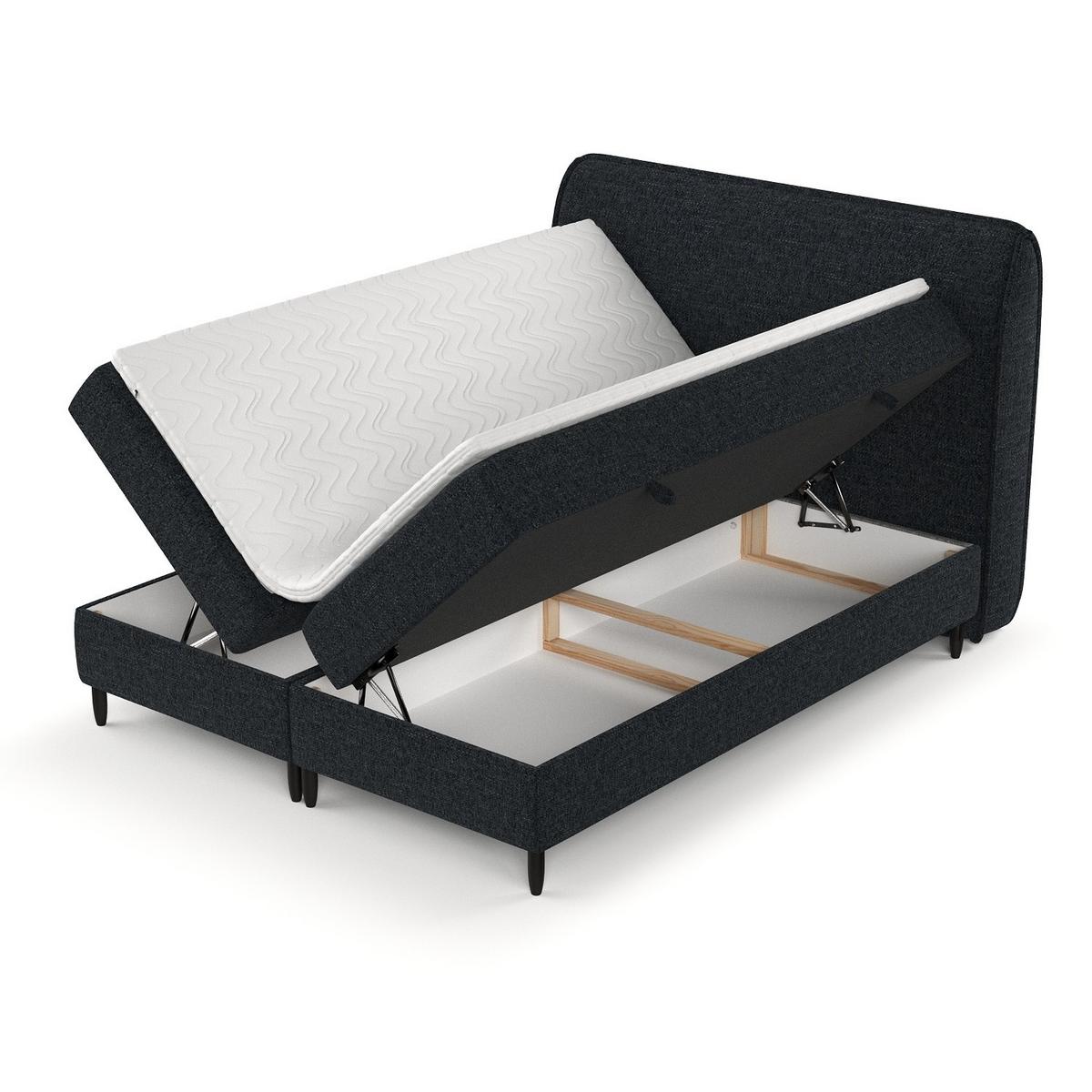 BOXBETT Lunaro 120/200 cm Anthrazit im Modesto Stoff - Anthrazit/Schwarz, Holz/Holzwerkstoff (120/200cm) - AltaBeds