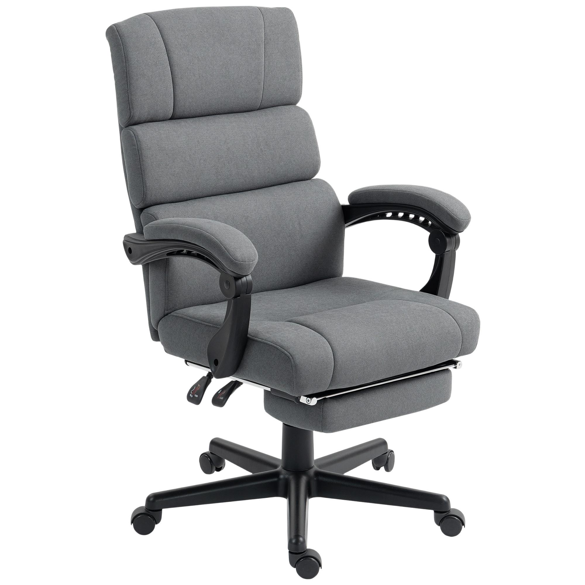 BÜROSTUHL, Ergonomischer Schreibtischstuhl mit Samt-Optik Fußstütze Dunkelgrau - Dunkelgrau, Textil (56/115/68.5cm) - HOMCOM
