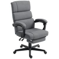 BÜROSTUHL, Ergonomischer Schreibtischstuhl mit Samt-Optik Fußstütze Dunkelgrau - Dunkelgrau, Textil (56/115/68.5cm) - HOMCOM