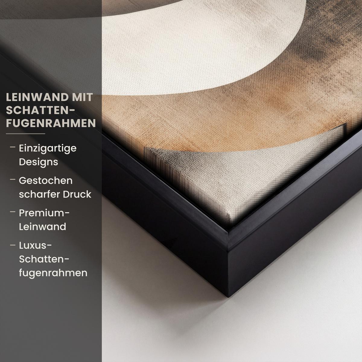 LEINWAND Bilder mit Rahmen - Abstrakt - Wellen - Schwarz - Verwittert - 20x30 - Trüffeleichefarben, Textil (20/30cm) - MuchoWow