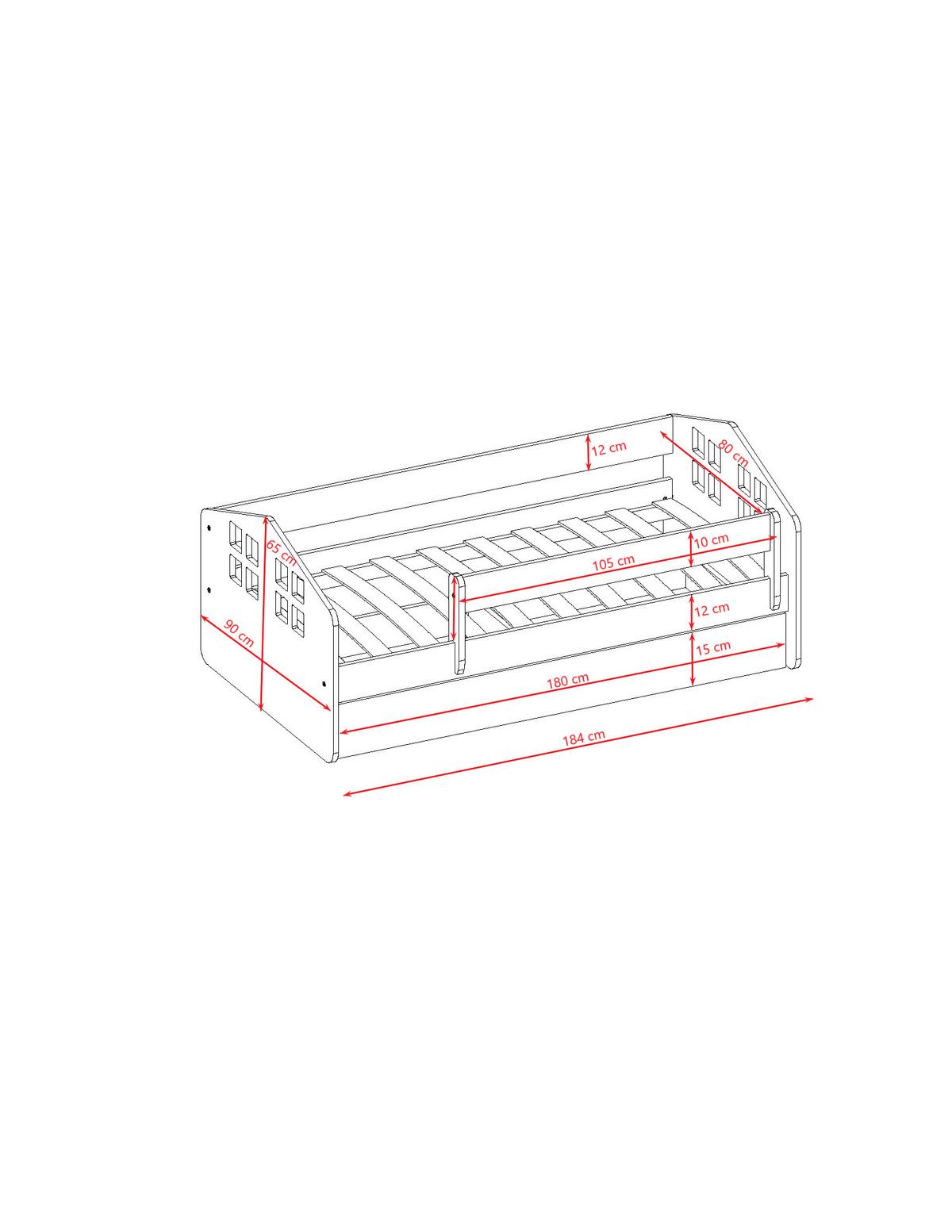 KINDERBETT Kacper mit Schublade und Matratze Weiß 90/65/184 - Weiß, Holzwerkstoff (80/180cm) - RAUMHIRSCH FURNITURE