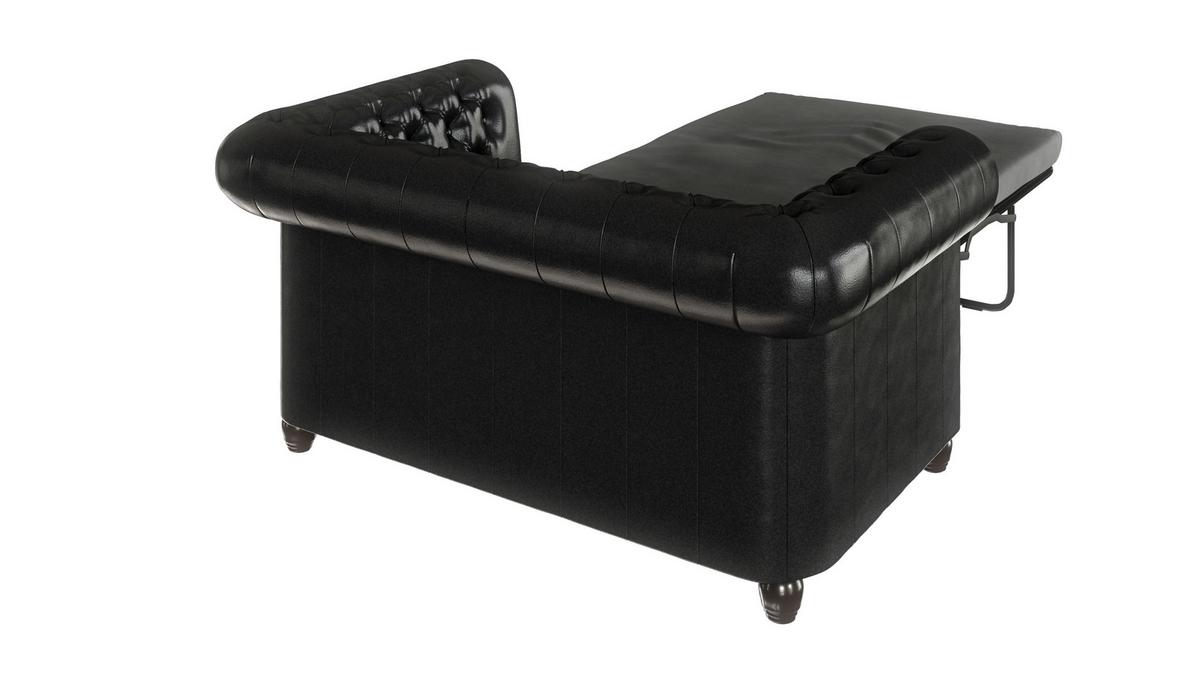 CHESTERFIELD-SOFA 2-sitzer mit Schlaffunktion Morin Schwarz vegan Leder - Schwarz/Braun, Holz/Textil (148/72/86cm) - S-Style Möbel