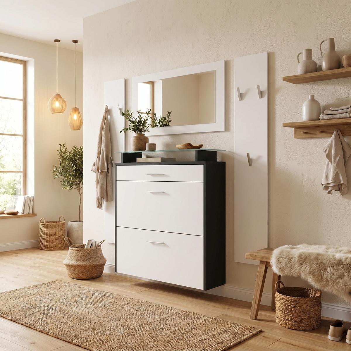 GARDEROBE Malea Front in Weiß matt - Weiß, Holzwerkstoff (180/180/23cm) - Vladon