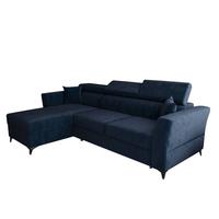 ECKSOFA L Form Ribella Blau 265/180/100 cm Links mit Schlaffunktion - Schwarz/Dunkelblau, Textil/Metall (180/265cm) - AX Living