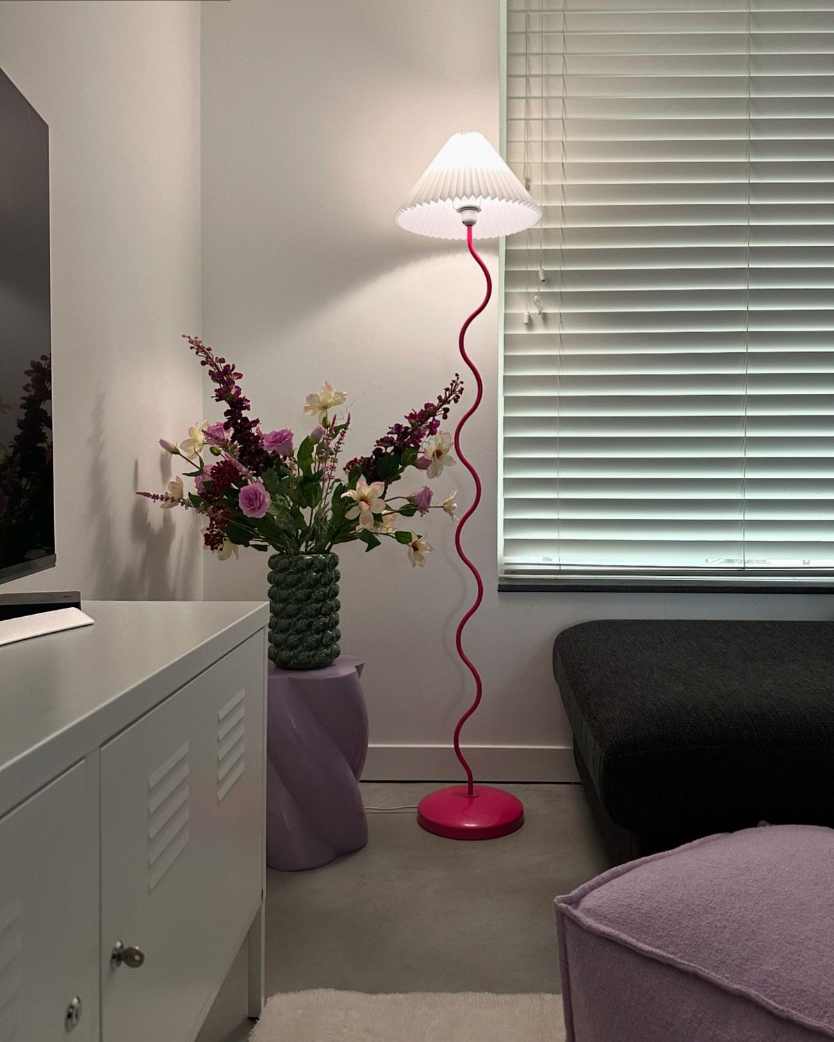 STEHLEUCHTE Weiß/Rosa Jikawo - Pink/Weiß, Metall (25/25/161cm) - Beliani