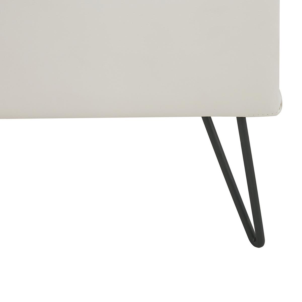 NACHTTISCH weiß Kunstleder schwarze Metallbeine 41/48/56 cm Betin - Weiß, Kunststoff/Textil (48/56/41cm) - Beliani
