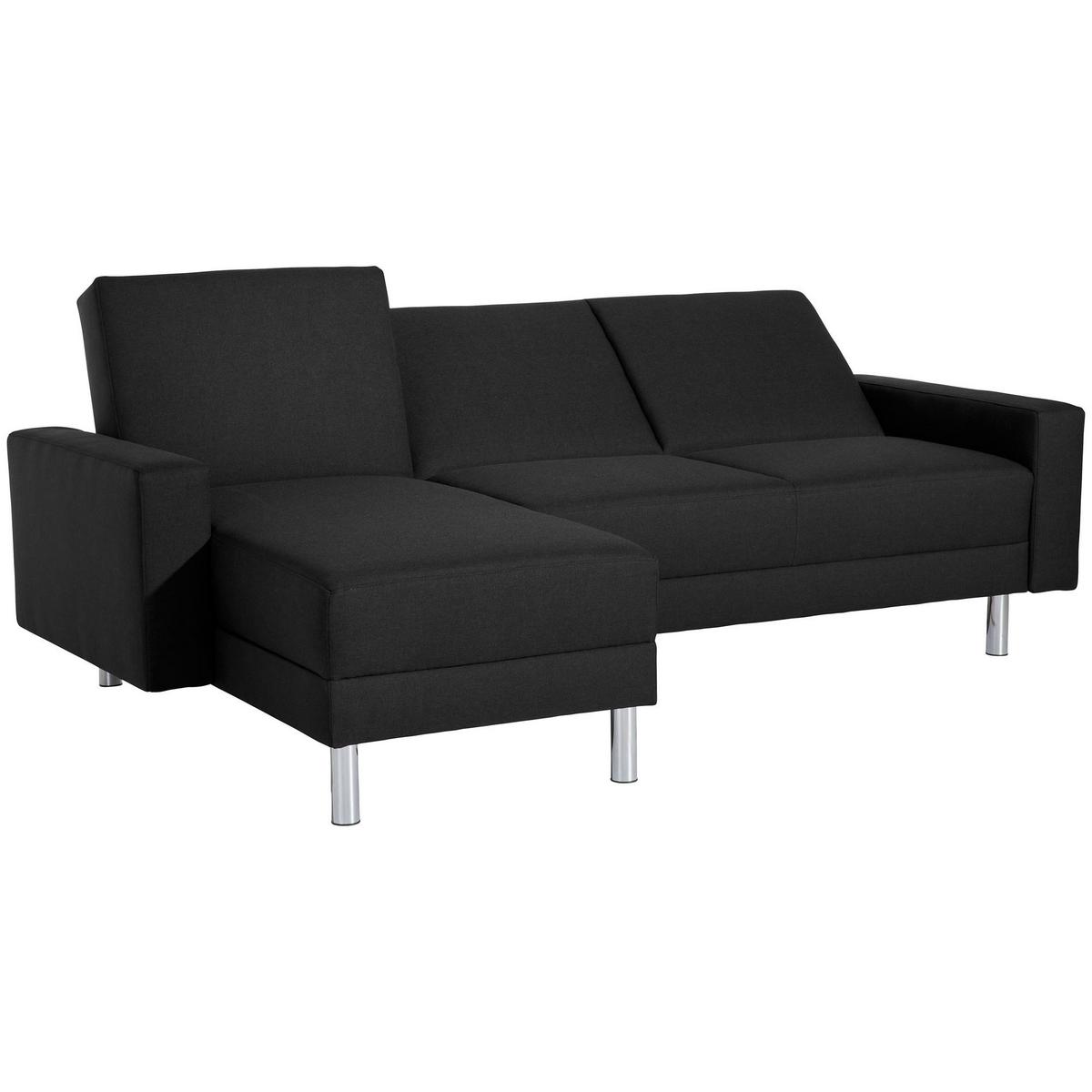 FUNKTIONSSOFA mit Hocker Katryna Flachgewebe schwarz - Schwarz, Kunststoff (144/92/230cm) - 58aufmkessel