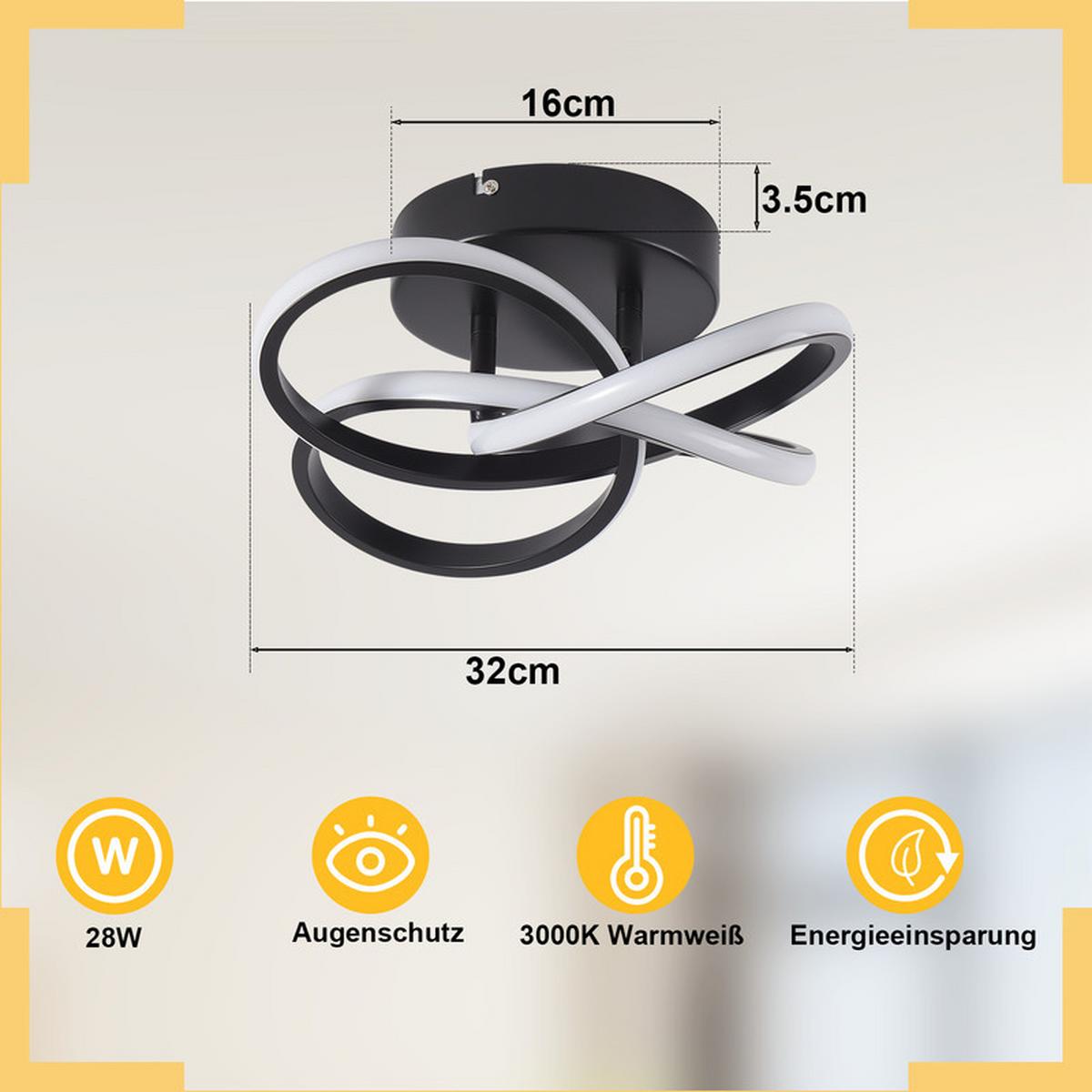 DECKENLEUCHTE Emmendingen II 32/32cm - Schwarz, Metall (32/32/16cm) - Nettlife