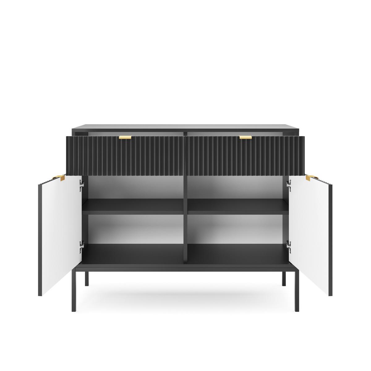KOMMODE STELLARE 104/83/39 cm mit 2 Schubladen 2 Türen Schwarz - Schwarz, Holzwerkstoff (104/83/39cm) - MASSENO