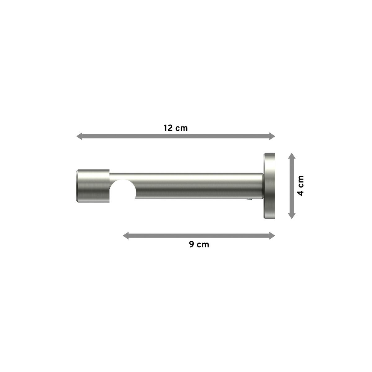 TRÄGER FÜR GARDINENSTANGEN 16 mm Ø, Sinux 1-läufig, Edelstahl-Optik - Edelstahlfarben, Metall (11.8/4/4cm) - INTERDECO