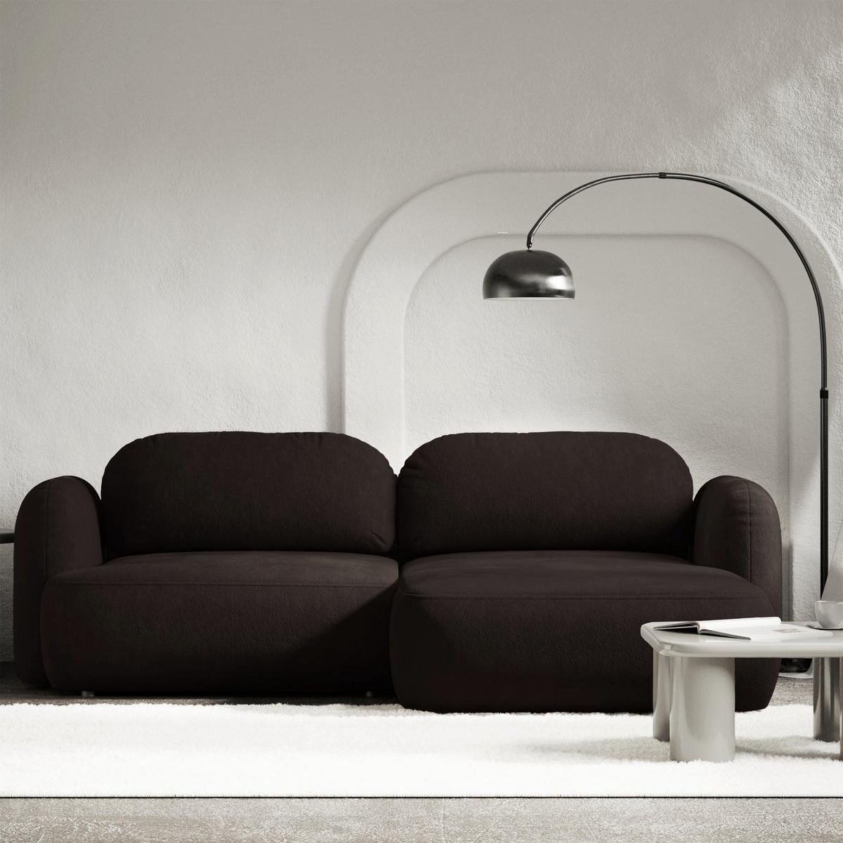 ECKSOFA Tvoya braunes Chenille - Schwarz/Braun, Kunststoff/Textil (175/267cm) - Selsey