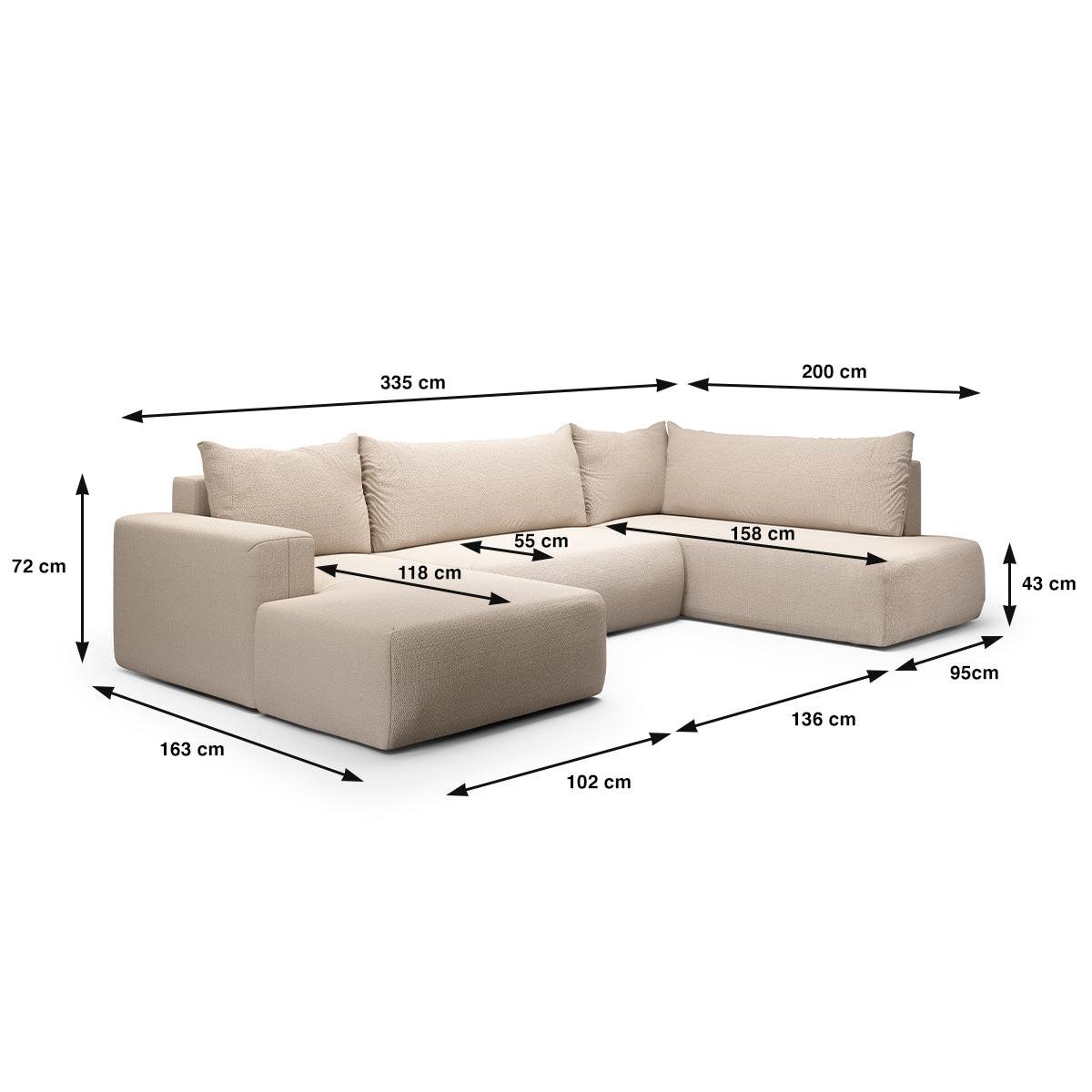 PANORAMASOFA Bliss 5 Sitzplätze Beige - Beige, Holz (335/72/200cm) - Petits-meubles