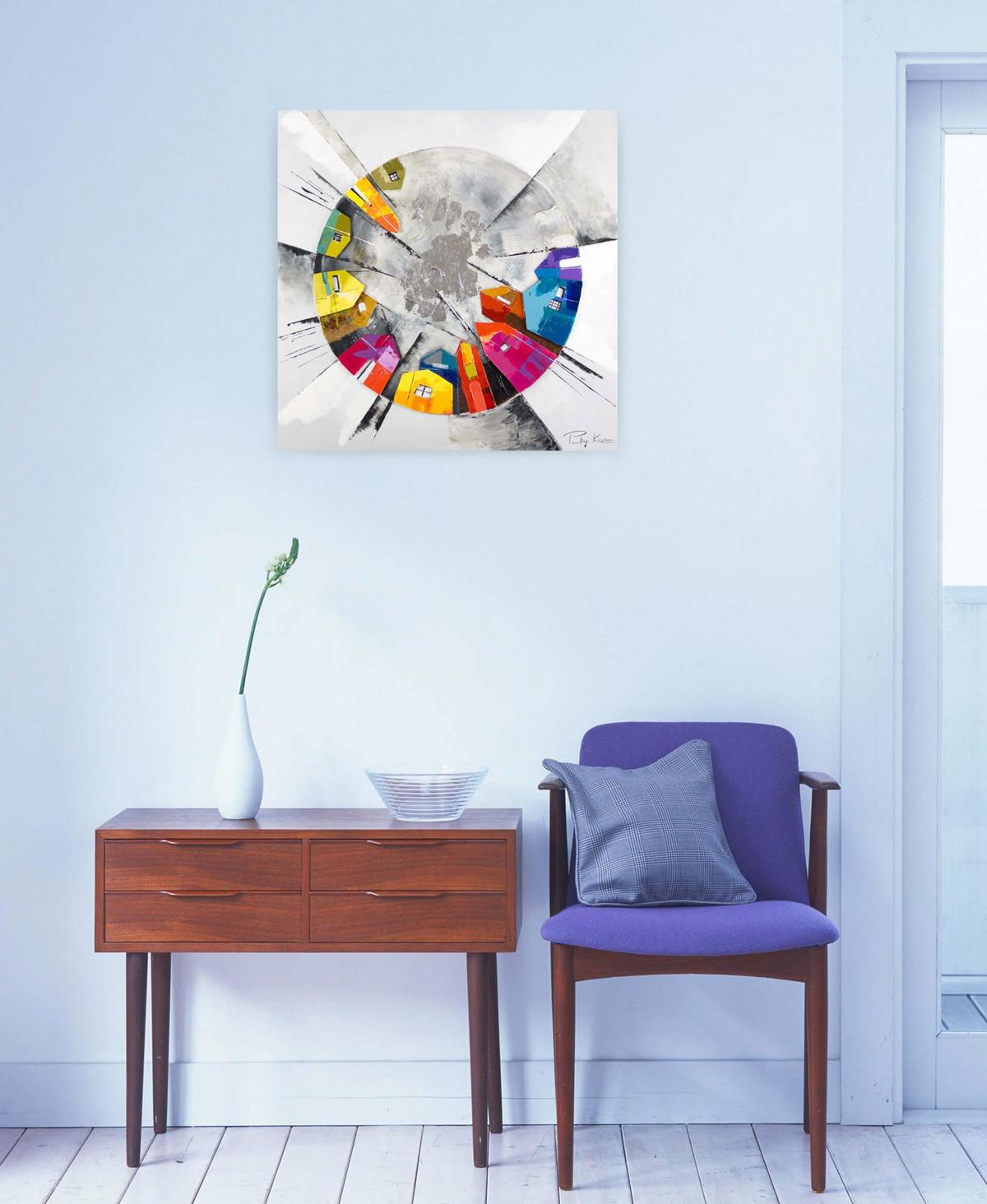 ÖLGEMÄLDE 80/80 cm - Silberfarben/Multicolor, Holz/Textil (80/80cm) - KUNSTLOFT