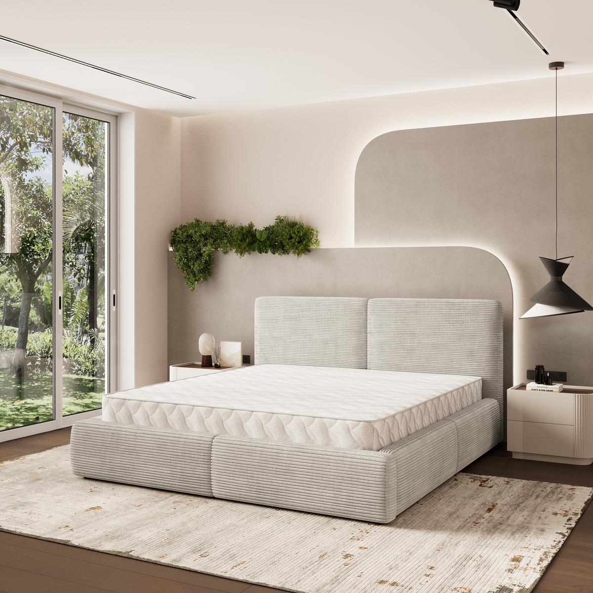 POLSTERBETT FELURO 180x200 cm mit Bettkästen - Creme - Creme, Holz (180/200cm) - MASSENO
