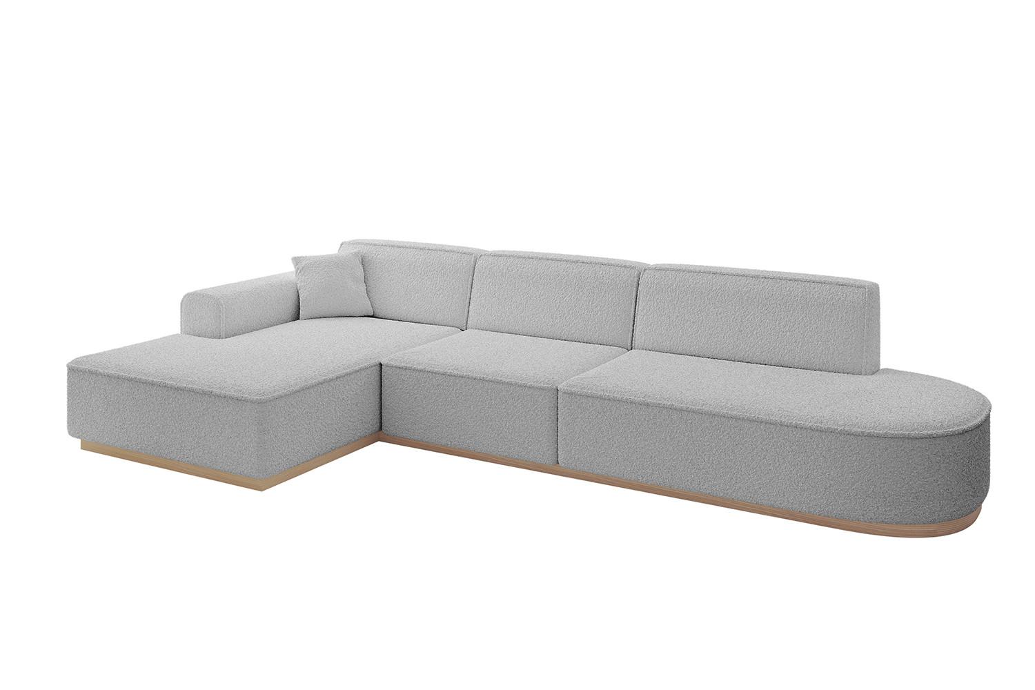 ECKSOFA Ottomane Links IREA-L2 - 327x165x80 cm Hellgrau - Hellgrau, Holzwerkstoff/Textil (327/165cm) - ALTDECOR