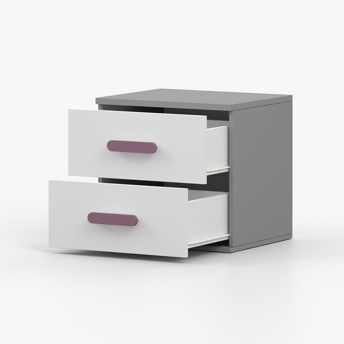 NACHTTISCH JONAS II 22, 55/51/44, 2 Schubladen, grau - Grau, Holzwerkstoff (55/44/51cm) - imoebel24