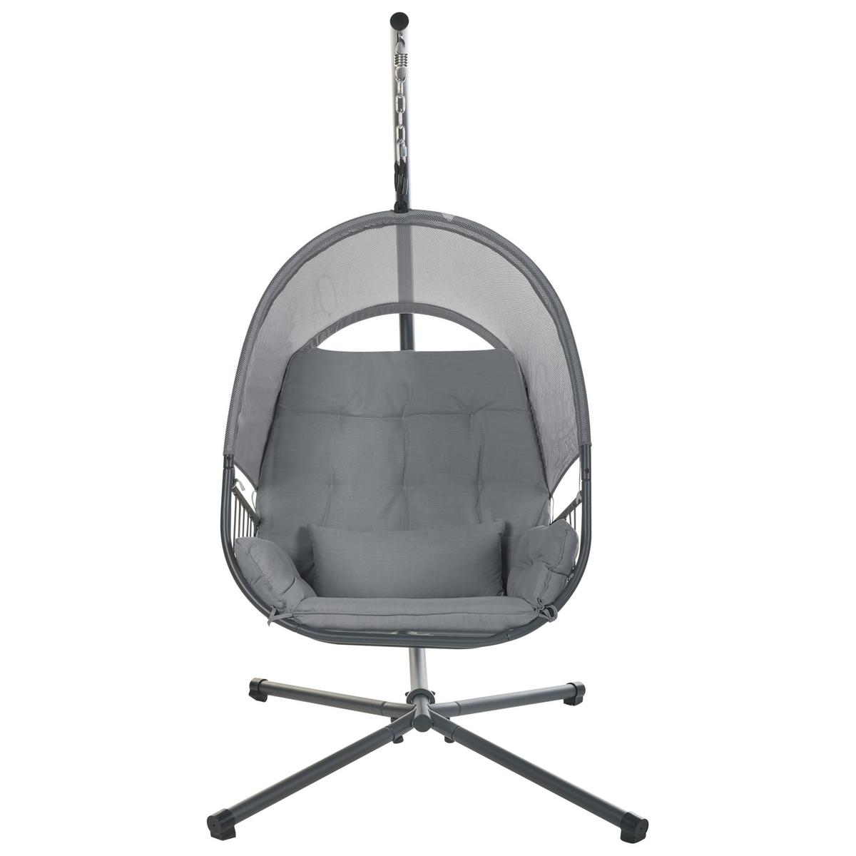 HÄNGESESSEL Grau Alviano - Grau, Textil (98/196/136cm) - Beliani