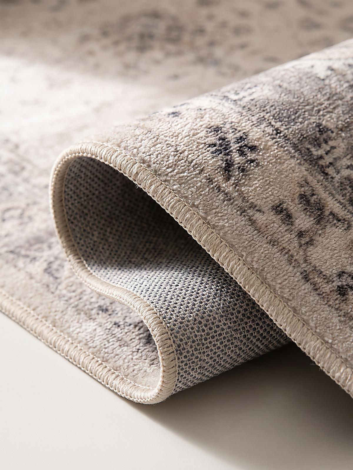 LÄUFER waschbar, mit floralen Ornamenten, aus Polyester, VERNANTE in Beige-Grau, 80 x 250 cm - Beige, Textil (80/250cm) - KADIMA DESIGN