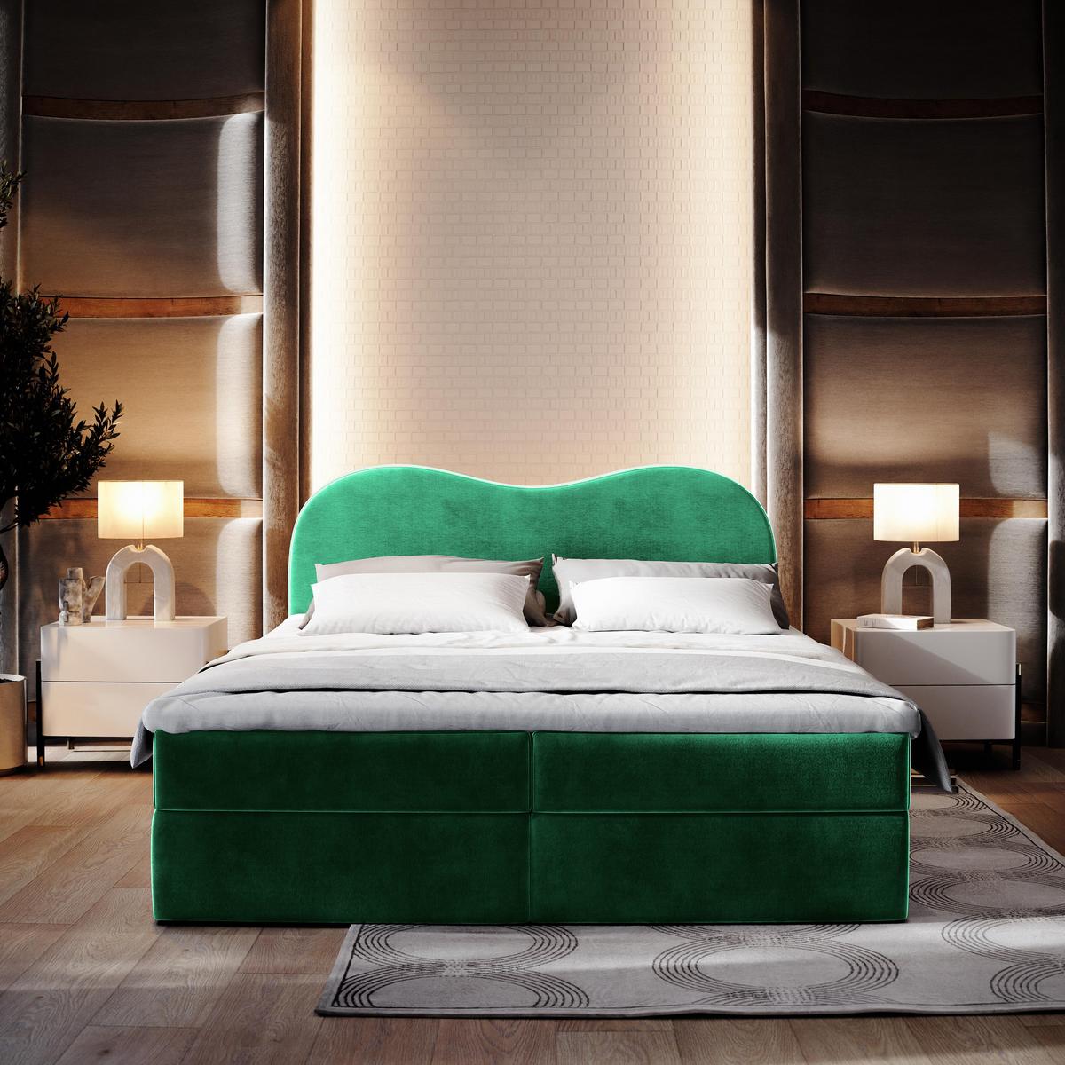 BOXBETT FLUVIA M 160x200 cm mit Matratze und Topper - Grün - Grün, Holz (160/200cm) - MASSENO