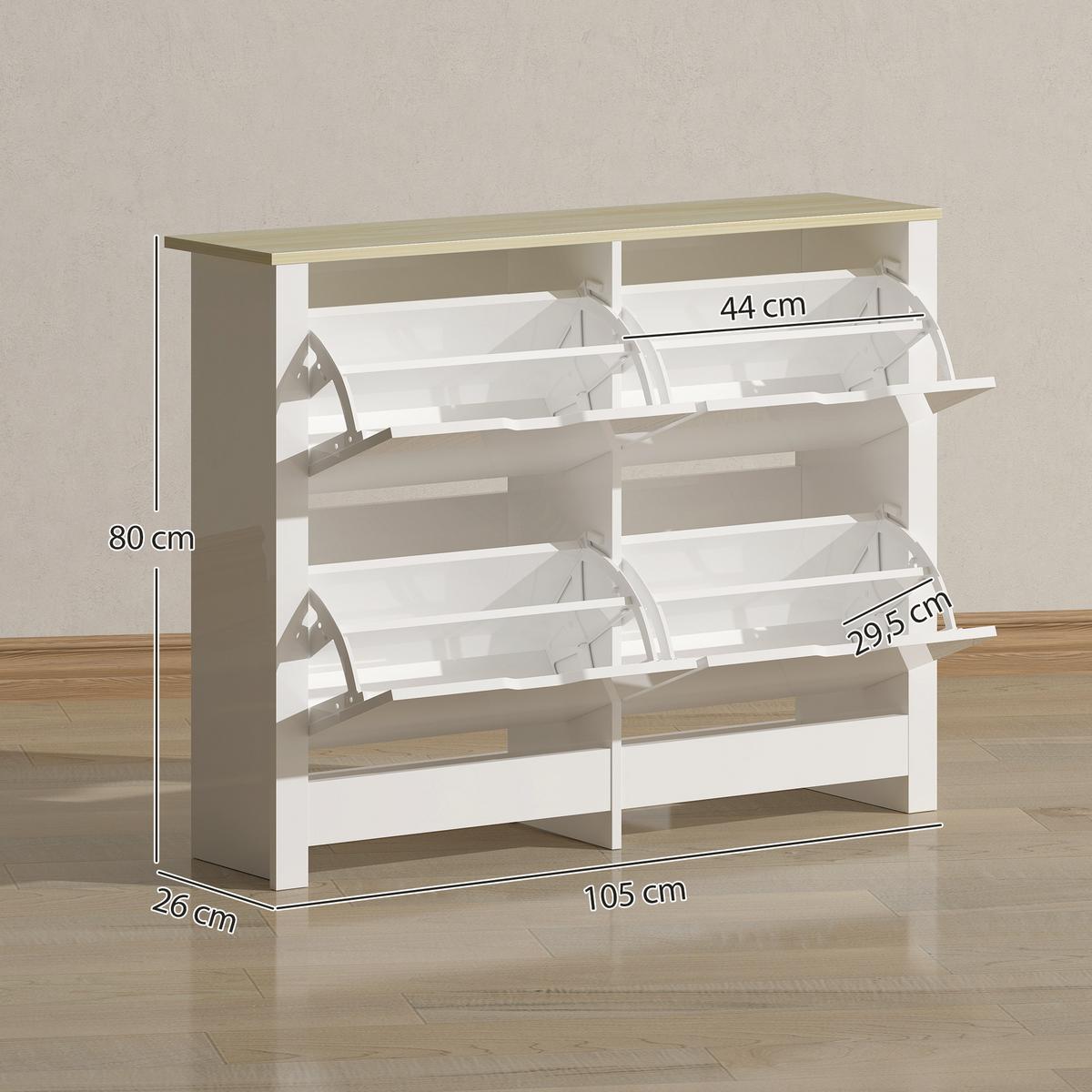 SCHUHSCHRANK Spanplatte Weiß - Weiß, Holzwerkstoff (26/80/105cm) - HOMCOM