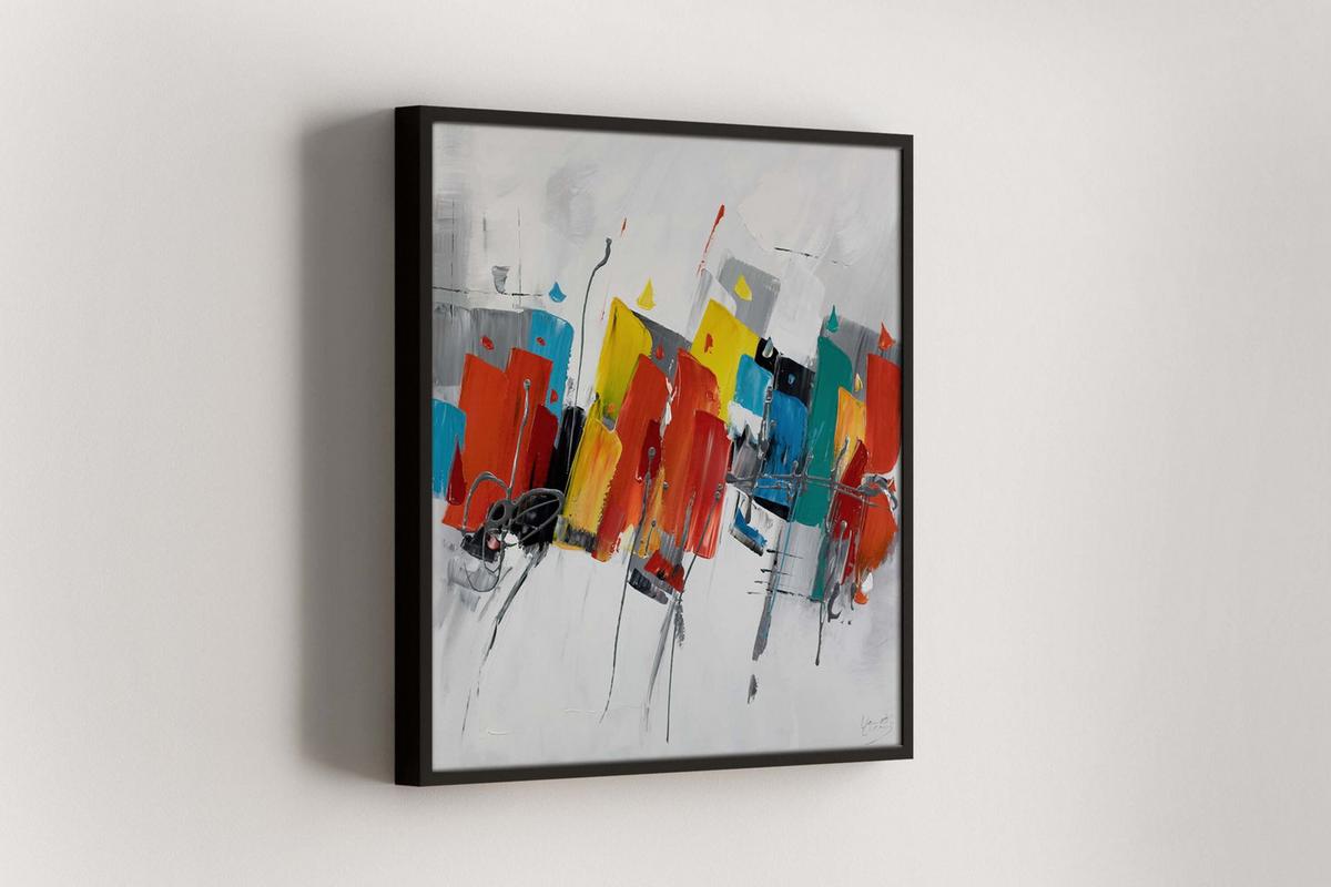 ÖLGEMÄLDE 80/80 cm - Multicolor/Weiß, Holz/Textil (80/80cm) - KUNSTLOFT
