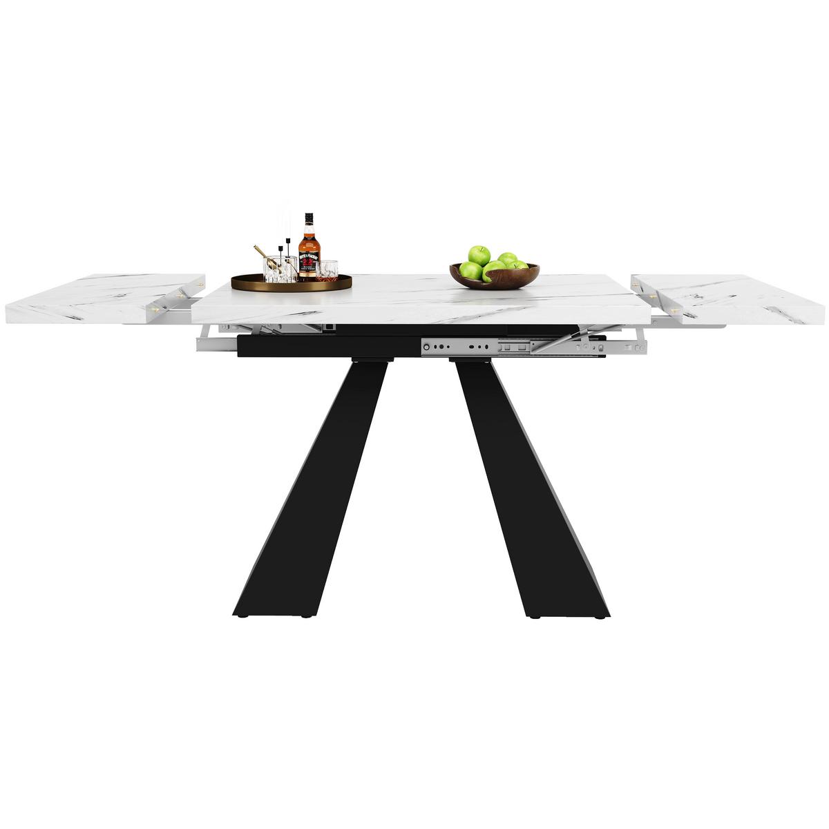 ESSTISCH Weiß 159/74/77 cm - Schwarz/Weiß, Holz/Metall (74/159/77cm) - Urban Meuble