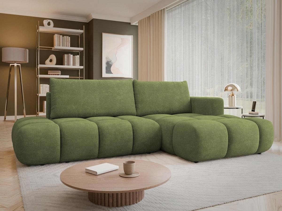 ECKSOFA Soffi, Seite: Rechts - Schwarz/Grün, Holz/Kunststoff (283/166cm) - MIRJAN24