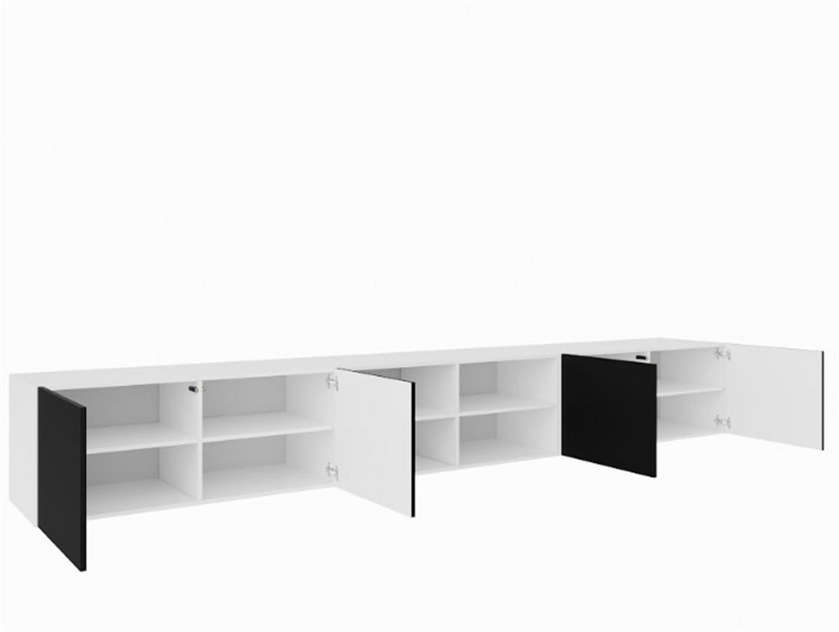 LOWBOARD MIVO 300/41/40 cm, Hängender TV-Schrank Weiß / Schwarz - Schwarz/Weiß, Holzwerkstoff (300/41/40cm) - MASSENO