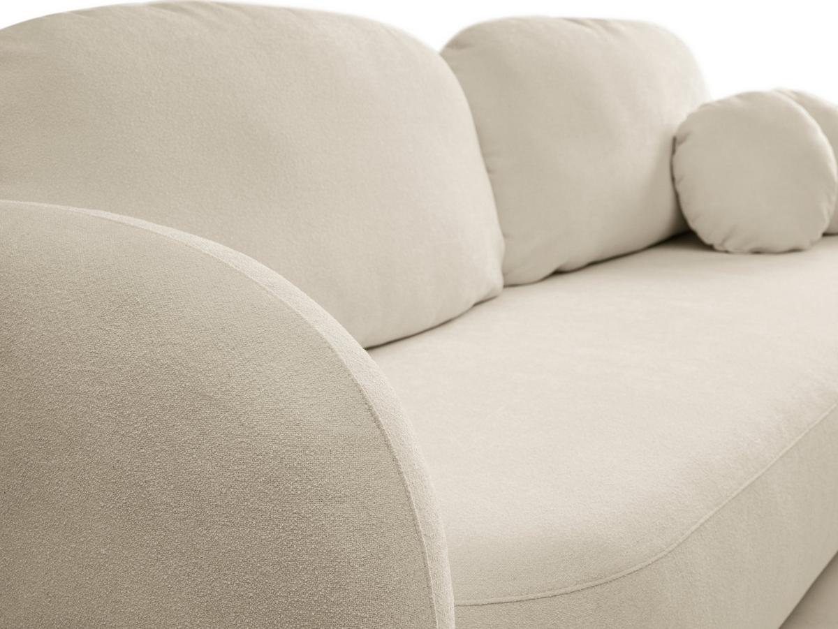 BETTSOFA AMICO Ecru Bucle-Stoff mit Schlaffunktion - Ecru, Holz (238/86.5/101cm) - MASSENO