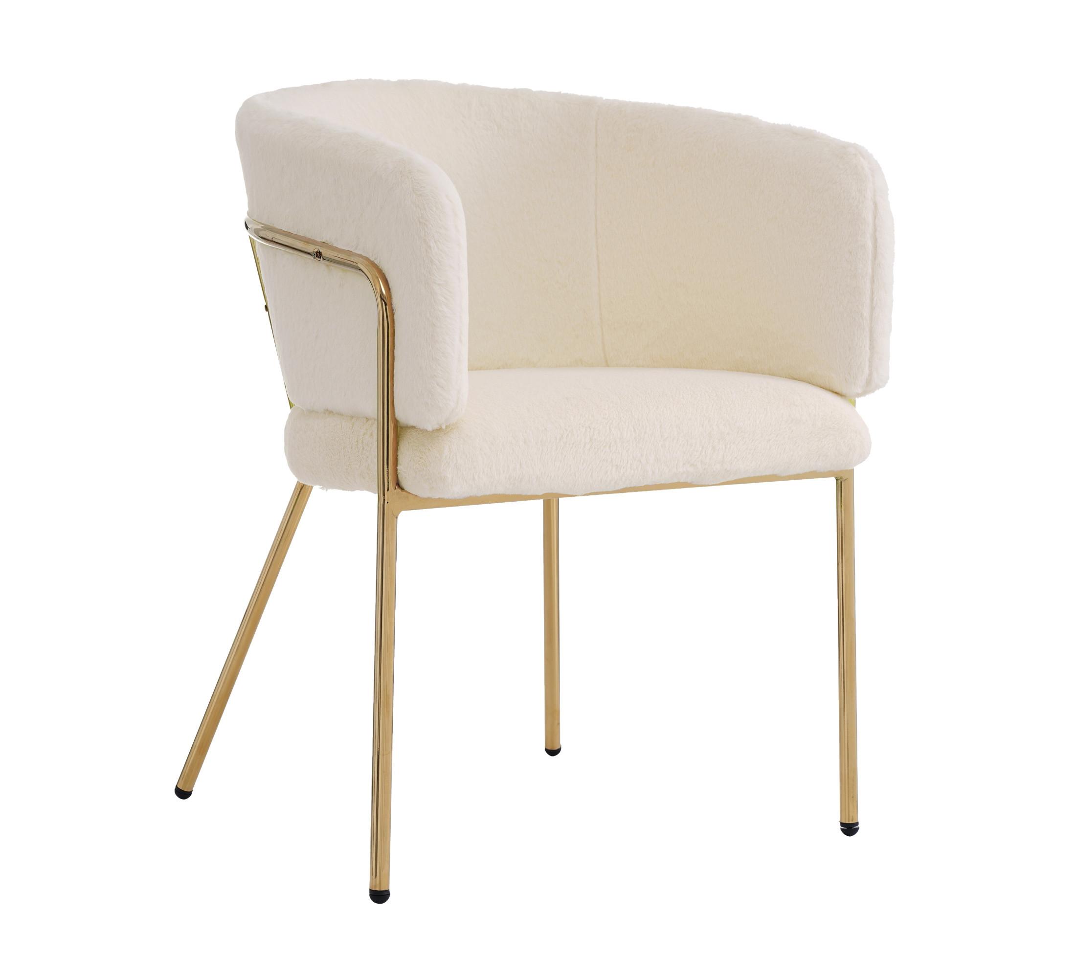 ESSZIMMERSTÜHLE Beige Kunstfell mit Metallbeinen - Beige, Textil (57/77/57cm) - Urban Meuble