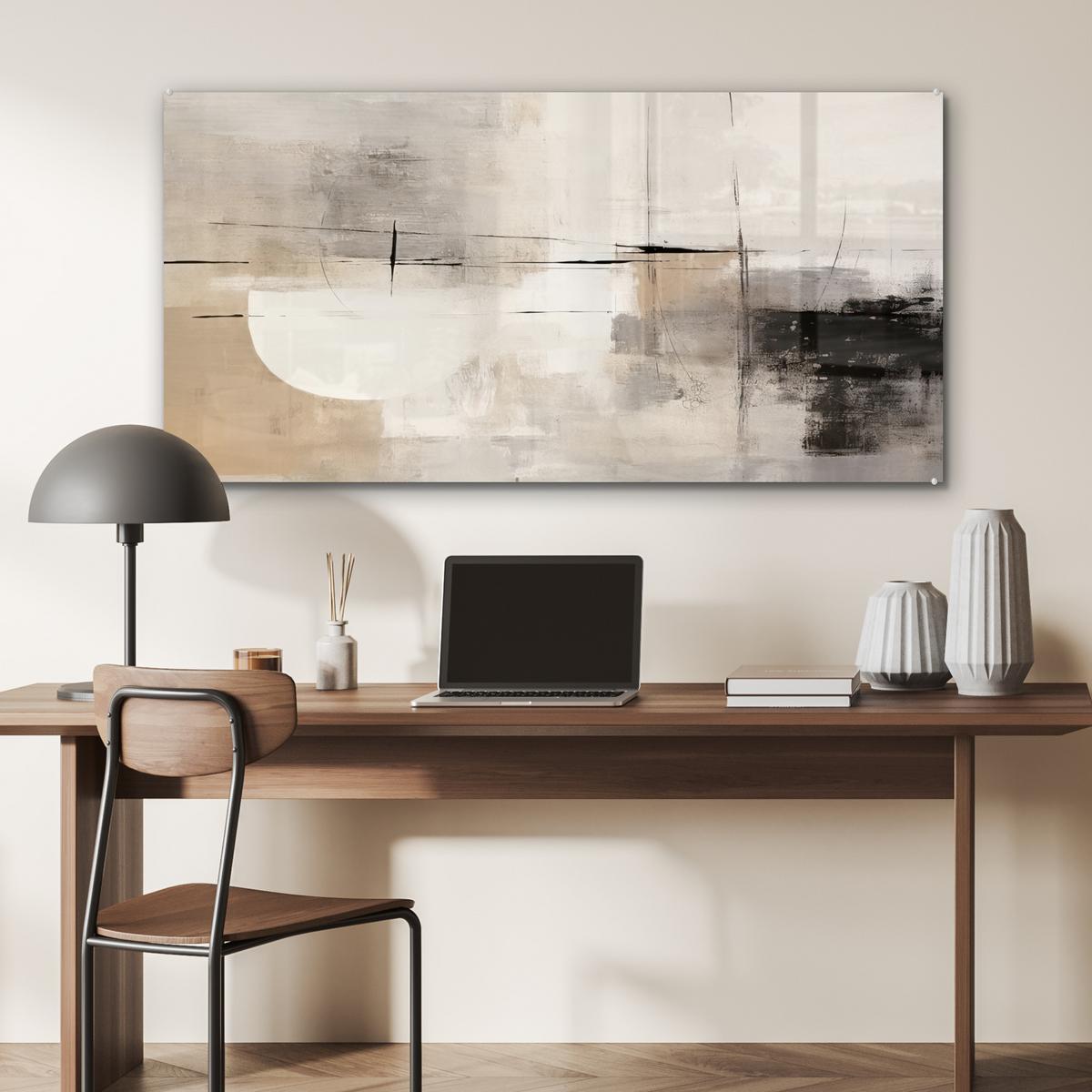 ACRYLGLASBILD Abstrakt - Kunst - Grau 120x60 cm - Hellgrau, Glas (120/60cm) - MuchoWow