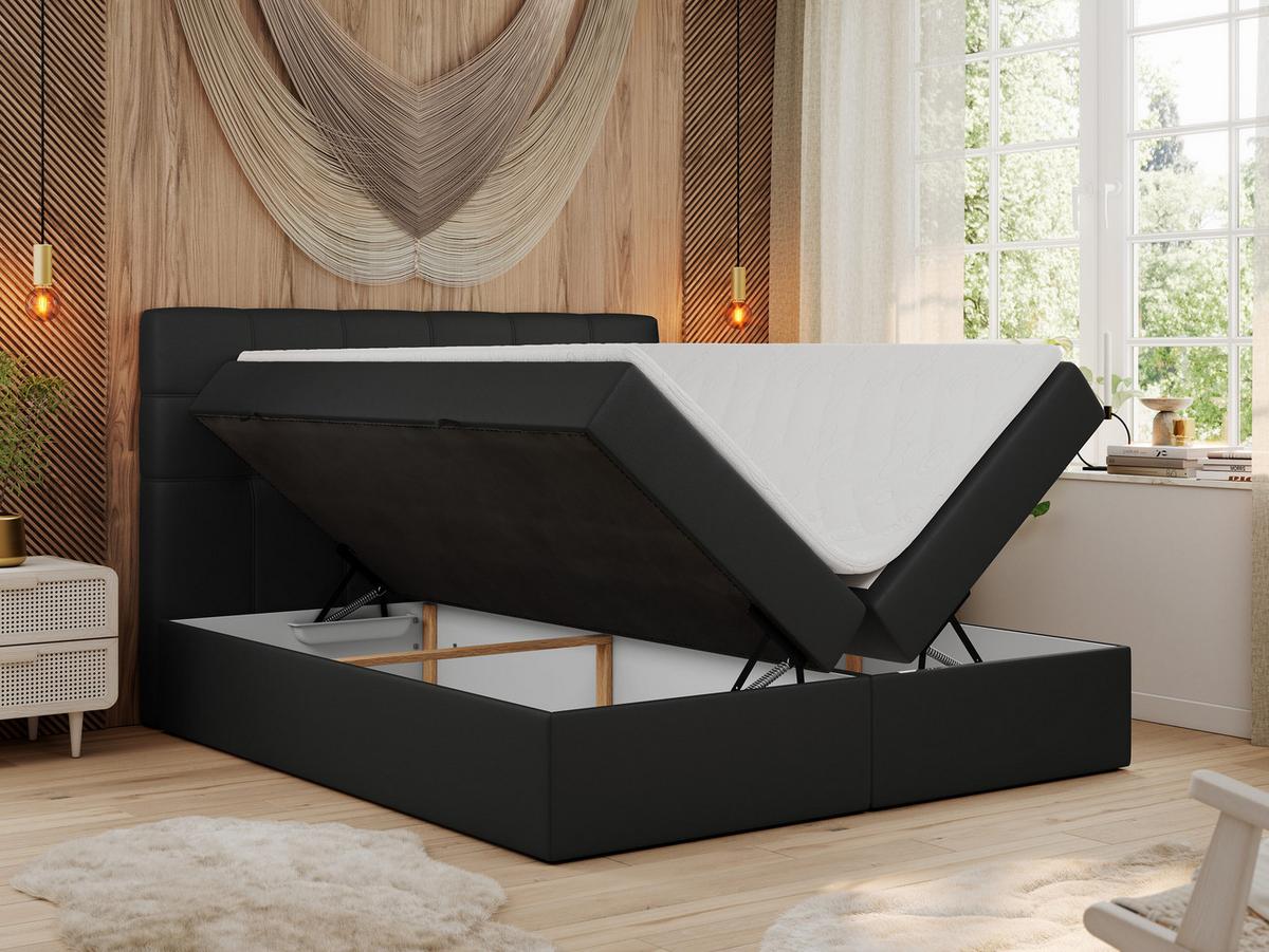 BOXBETT ERNI 120/200 - Schwarz Kunstleder - H3 - Schwarz, Holz/Textil (120/200cm) - MKS