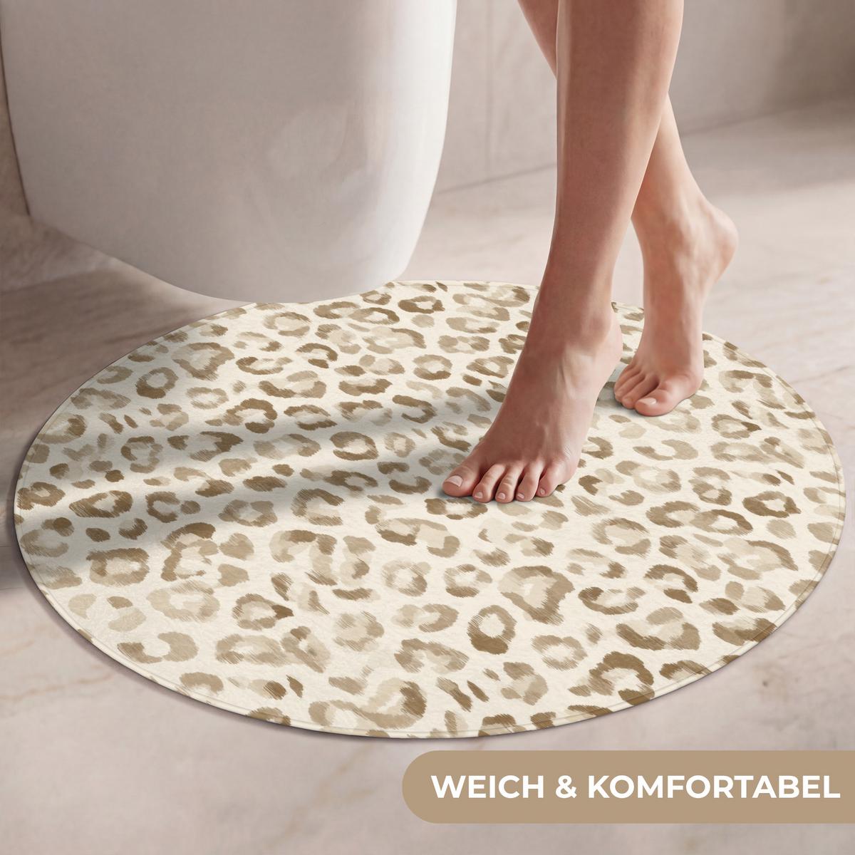 WC-VORLEGER Leopard - Klassisch - Beige Toilettenteppich 70x70 cm - Hellbraun, Textil (70/1cm) - OnlyWow