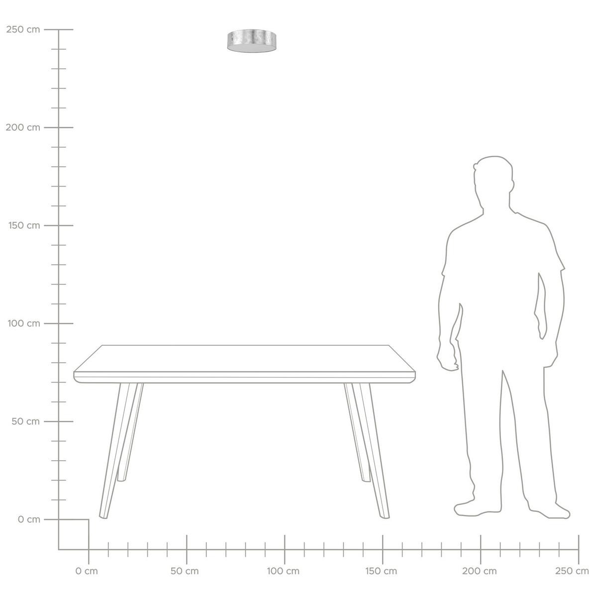 DECKENLEUCHTE Rena 45/45/12 cm - Silberfarben, Textil (45/45/12cm) - Beliani