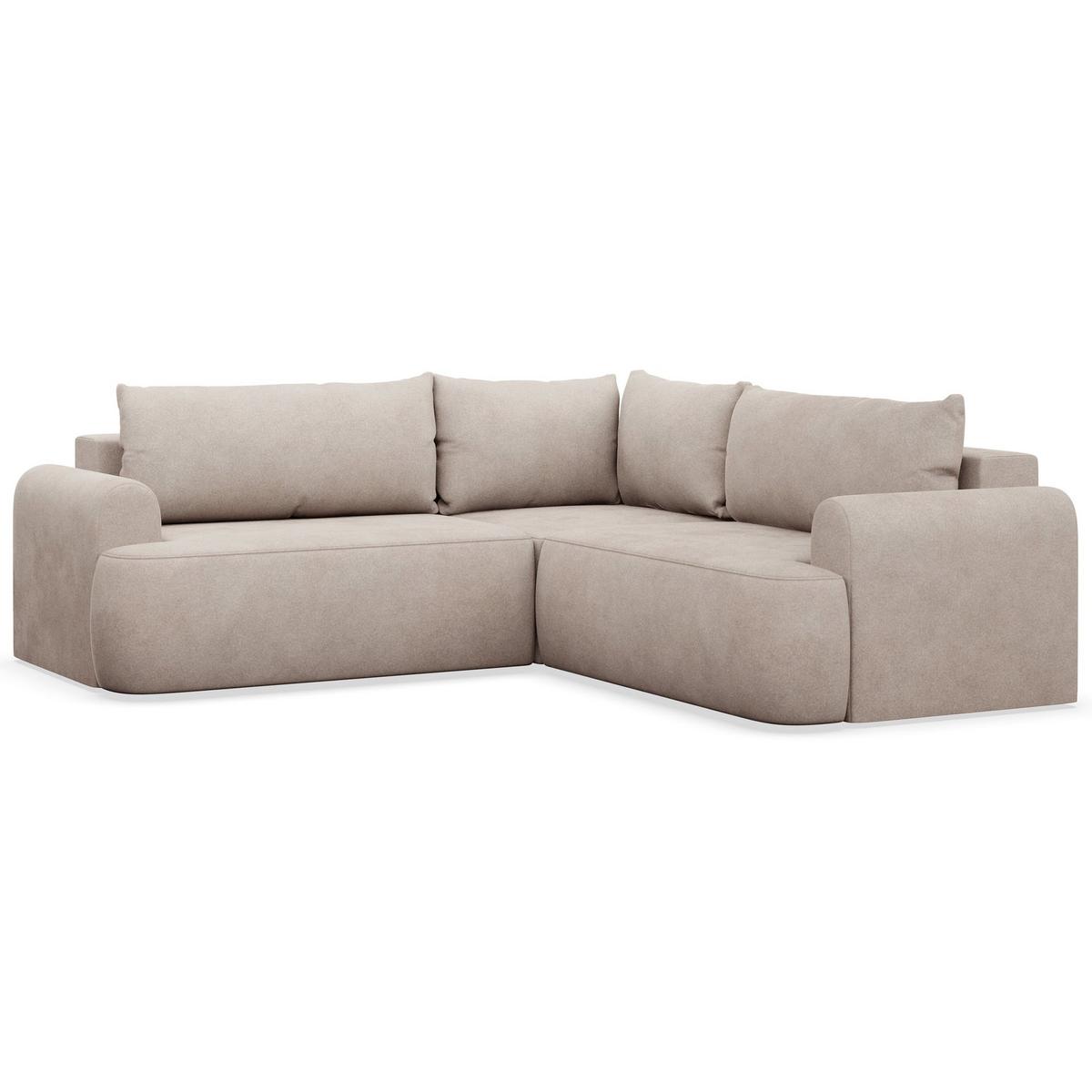 ECKSCHLAFSOFA Ovo BEIGER VELOURSSTOFF universell MIT BETTKASTEN - Beige/Schwarz, Kunststoff/Textil (245/245cm) - Selsey