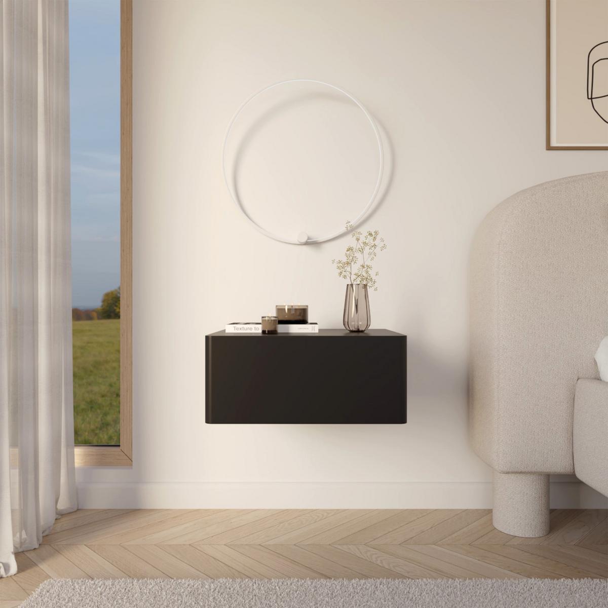 HÄNGENACHTTISCH Olio 1 Schublade Schwarz 50 cm - Schwarz, Holzwerkstoff (50/20/38.6cm) - Selsey