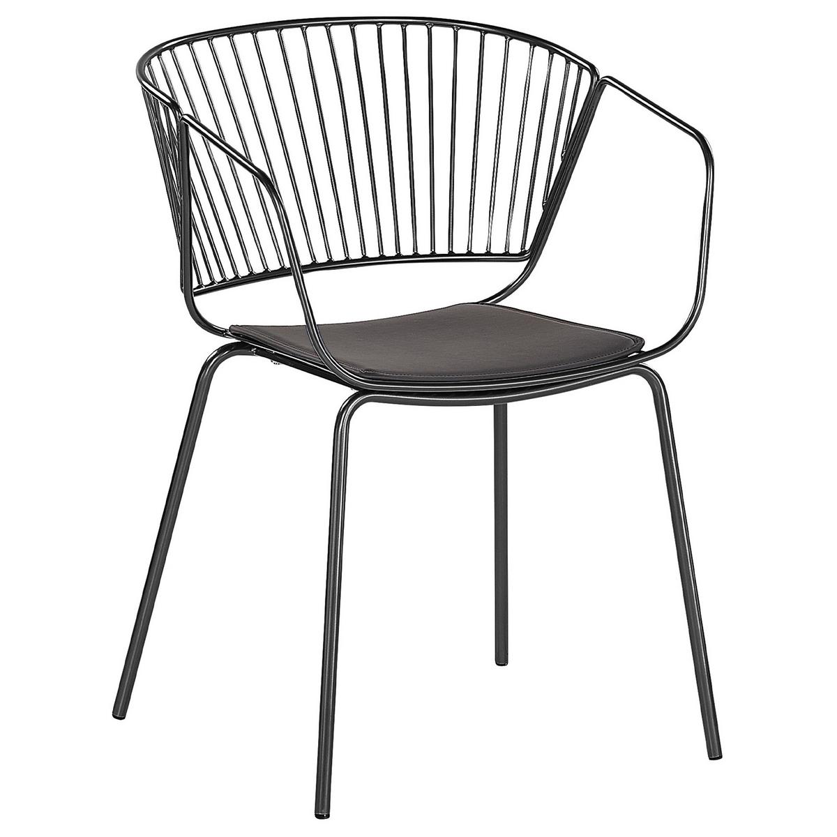 METALLSTUHL 2er-Set Schwarz Rigby - Schwarz, Textil/Metall (54/77/49cm) - Beliani