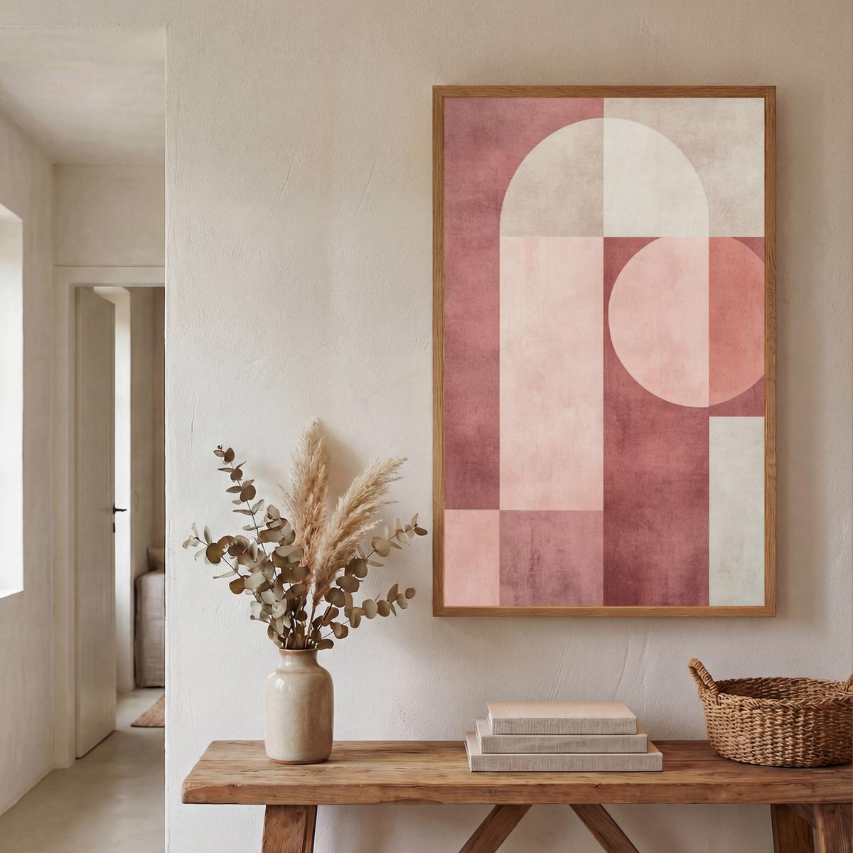 WANDLEUCHTE MIT AKKU Figuren - Abstrakt - Rosa 60x90 cm - Altrosa, Holzwerkstoff (60/90/8cm) - OnlyWow