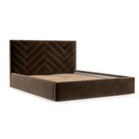 POLSTERBETT Arco 140/200 cm Braun im Kronos Stoff - Schwarz/Naturfarben, Holz/Holzwerkstoff (140/200cm) - AltaBeds