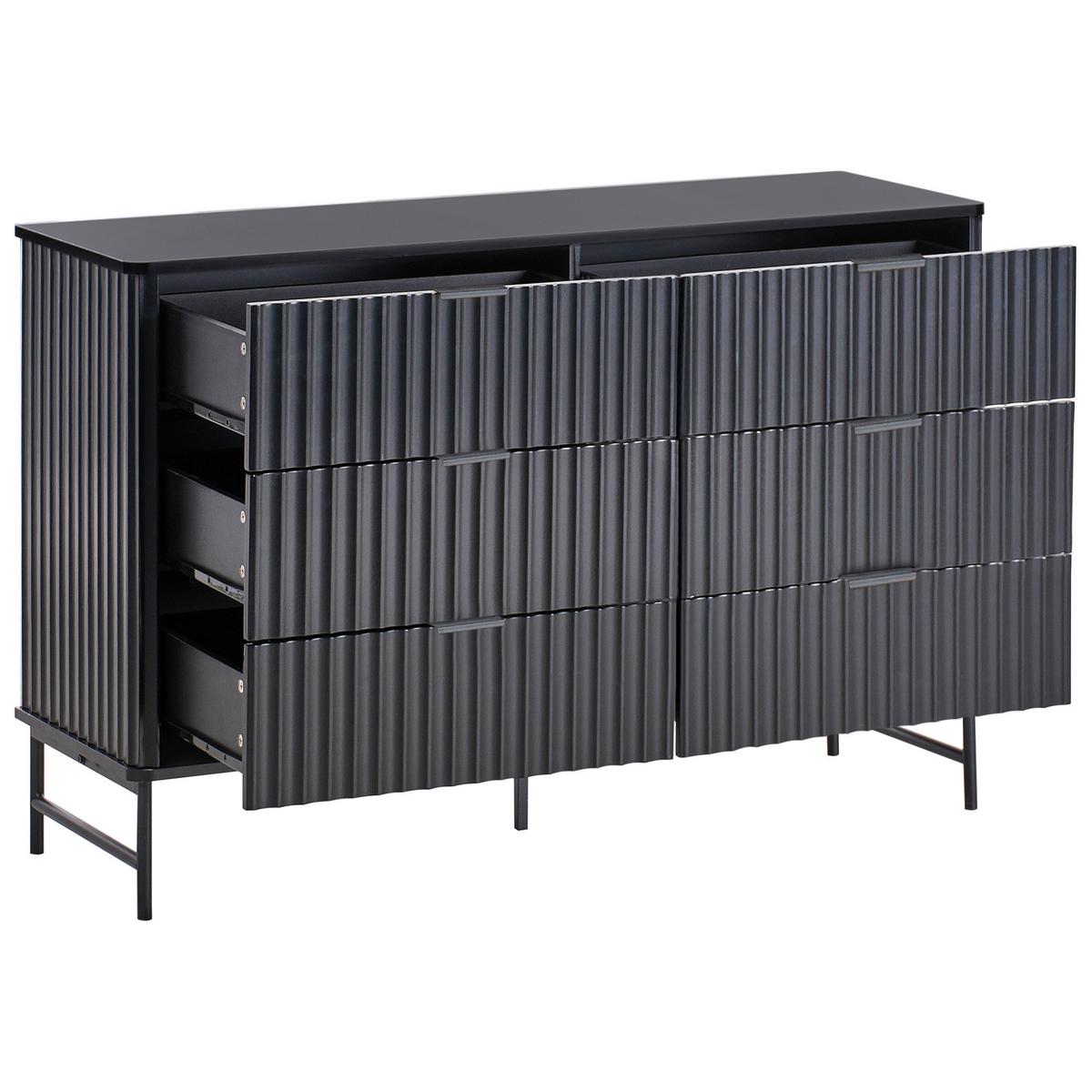 KOMMODE mit 6 Schubladen Schwarz Glastonbury - Schwarz, Holzwerkstoff (120/80/40cm) - Beliani