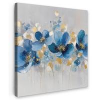 LEINWANDBILD Blumen - Blau - Abstrakt Wandbild Wohnzimmer 50x50 cm - Hellgrau, Textil (50/50cm) - MuchoWow