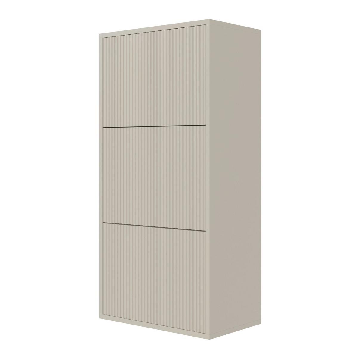WAND-SCHUHSCHRANK Veldio mit 3 Klappen Greige 50 cm - Taupe, Holzwerkstoff (50/103/30cm) - Selsey