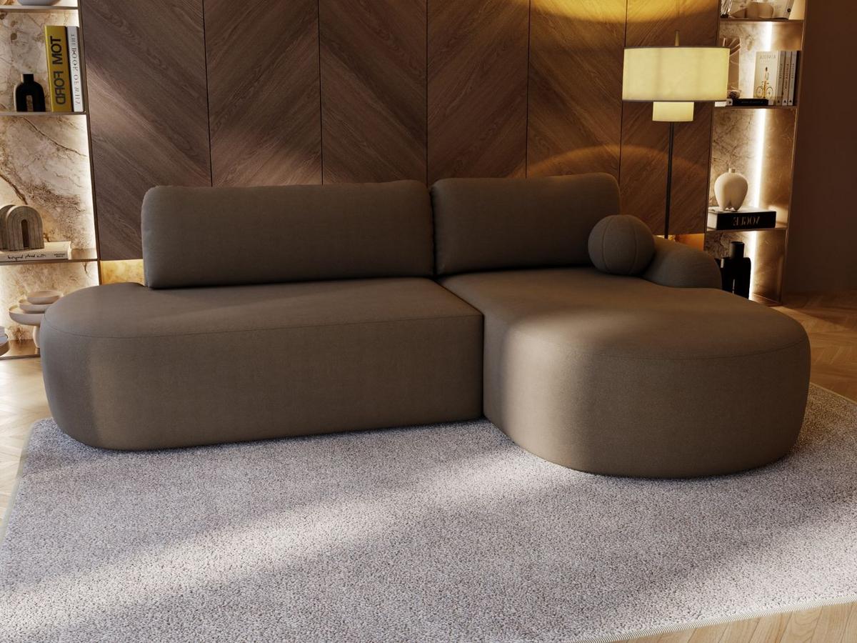 ECKSOFA Aurio O Bouclé-Stoff Braun Rechts - Braun, Holz/Textil (271/177cm) - Graingold
