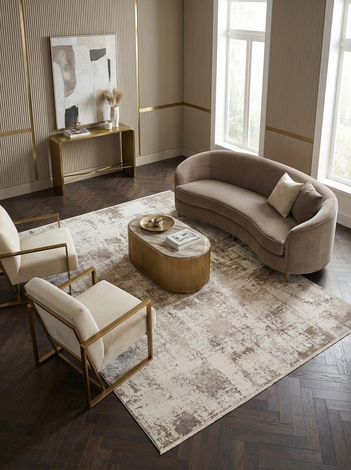 TEPPICH SIENA-Arbia, abstrakt, Beige, 160 x 240 cm - Beige, Textil (240/160cm) - KADIMA DESIGN