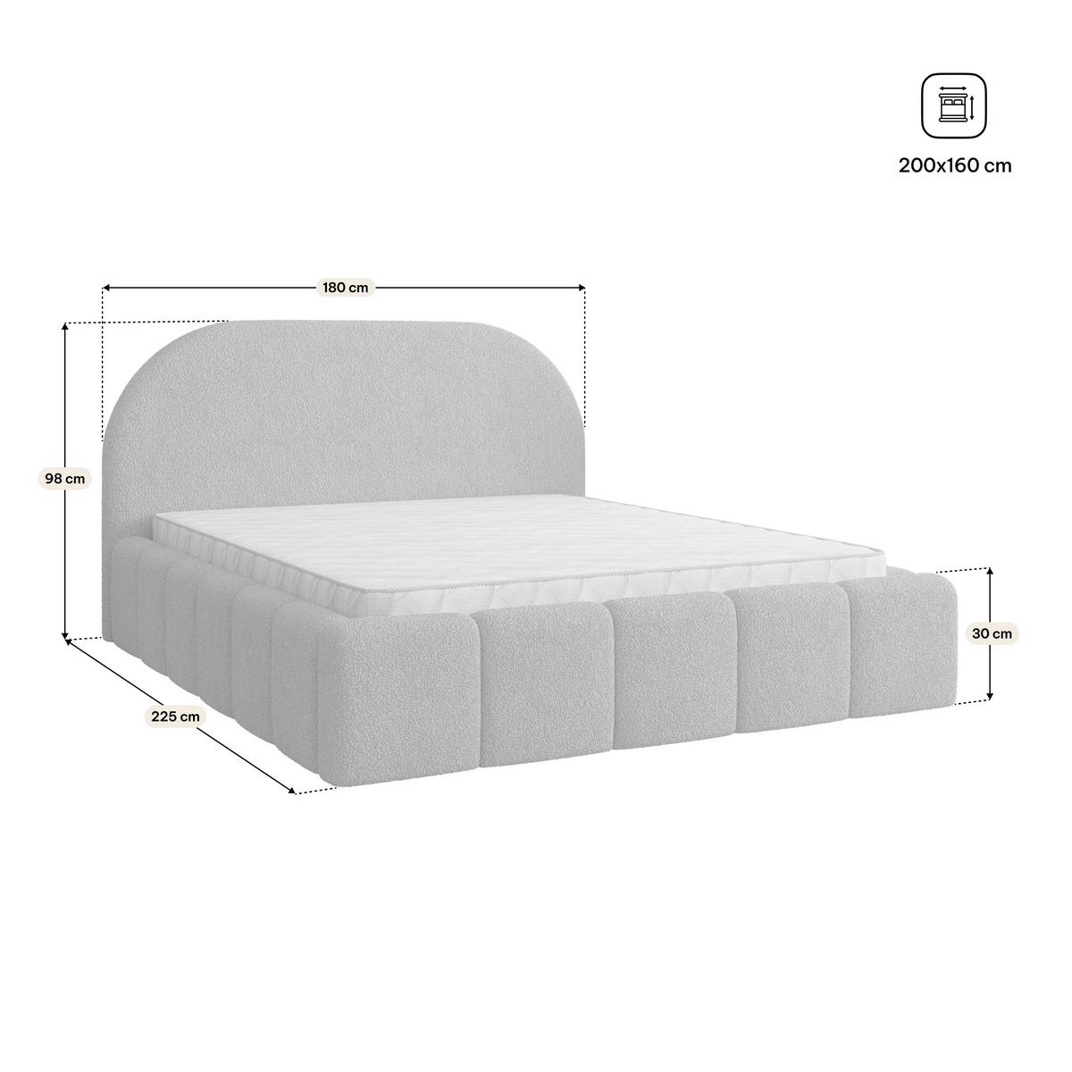 POLSTERBETT FLUSSO 160x200 cm mit Bettkästen - Creme - Creme, Holz (160/200cm) - MASSENO