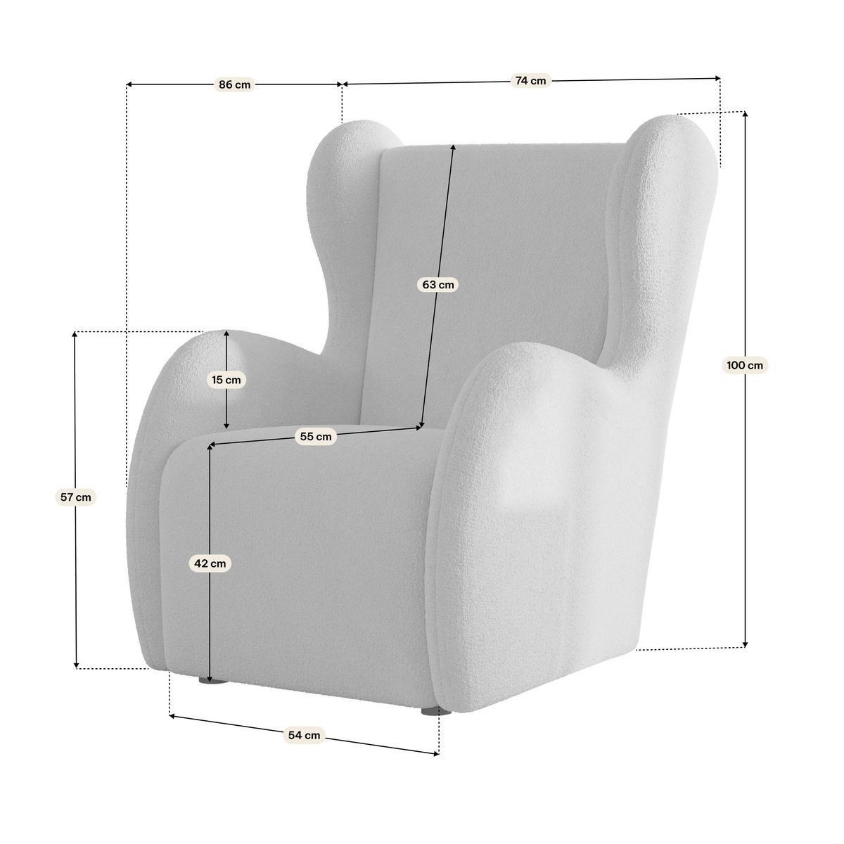 SESSEL MASTI Polstersessel Loungesessel ergonomisch, Hellgrau - Hellgrau, Holzwerkstoff/Kunststoff (74/100/86cm) - MASSENO